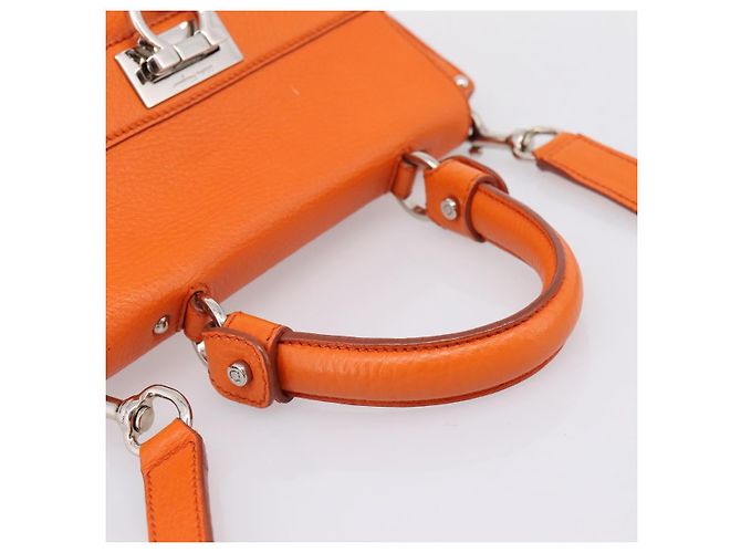 Borsa Salvatore Ferragamo Sofia Gancini in pelle 2way Orange Silver Auth 201941A Argento Arancione - vista 7