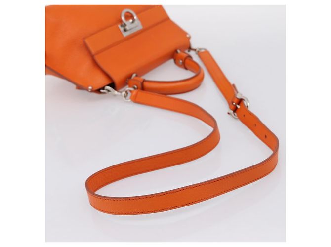 Borsa Salvatore Ferragamo Sofia Gancini in pelle 2way Orange Silver Auth 201941A Argento Arancione - vista 9
