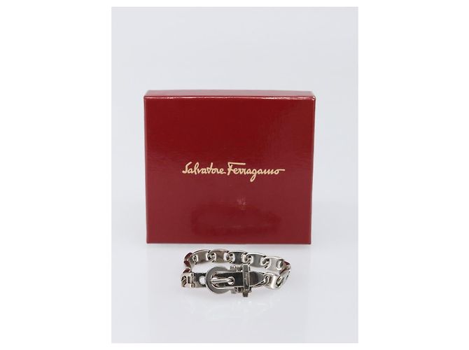 Bracciale Salvatore Ferragamo Metallo Argento Auth BA15472A - vista 12