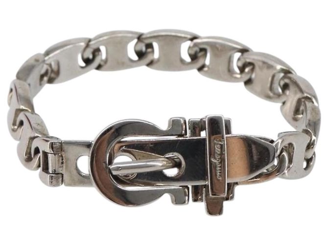 Bracciale Salvatore Ferragamo Metallo Argento Auth BA15472A - vista 13