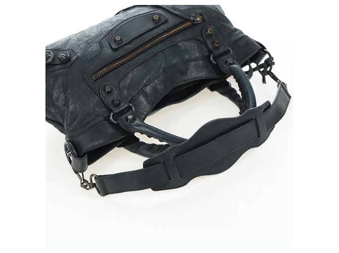 Borsa BALENCIAGA The First in pelle 2way Nera 103208 Auth yk20881M Nero - vista 10