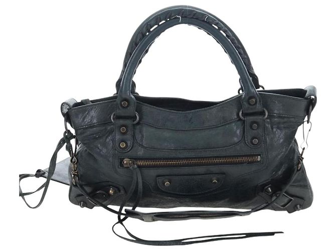 Borsa BALENCIAGA The First in pelle 2way Nera 103208 Auth yk20881M Nero - vista 13