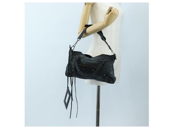 Borsa BALENCIAGA The First in pelle 2way Nera 103208 Auth yk20881M Nero - vista 29