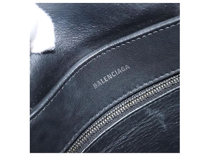 Borsa Tote BALENCIAGA Every Day in pelle nera e argento 551810 Auth hk4005 Nero - vista 18