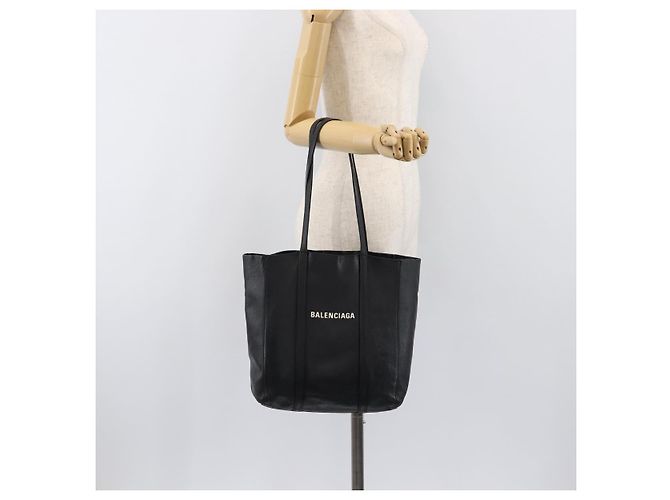 Borsa Tote BALENCIAGA Every Day in pelle nera e argento 551810 Auth hk4005 Nero - vista 22