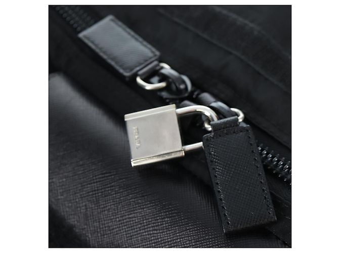 Borsa Boston PRADA Nylon 2way Nero Argento Auth 197909V - vista 29