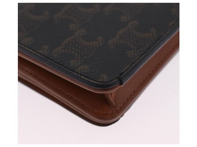 Céline Portafoglio CELINE Triomphe PVC Gold Dark Brown Auth 200004M D'oro Marrone scuro - vista 15