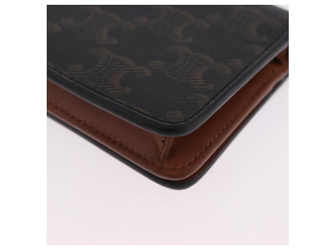 Céline Portafoglio CELINE Triomphe PVC Gold Dark Brown Auth 200004M D'oro Marrone scuro - vista 16