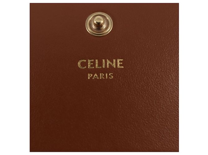Céline Portafoglio CELINE Triomphe PVC Gold Dark Brown Auth 200004M D'oro Marrone scuro - vista 18