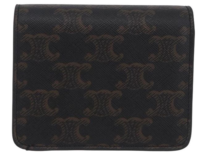 Céline Portafoglio CELINE Triomphe PVC Gold Dark Brown Auth 200004M D'oro Marrone scuro - vista 2