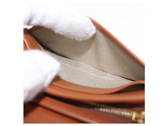 Céline Portafoglio CELINE Triomphe PVC Gold Dark Brown Auth 200004M D'oro Marrone scuro - vista 22