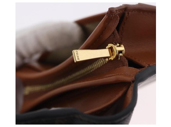 Céline Portafoglio CELINE Triomphe PVC Gold Dark Brown Auth 200004M D'oro Marrone scuro - vista 9