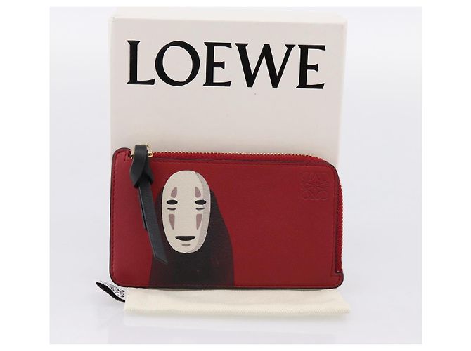 LOEWE x Studio Ghibli Spirited Away No-Face Card Case Leather Red Auth 167558M Roja - vista 12
