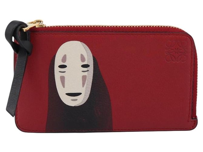 LOEWE x Studio Ghibli Spirited Away No-Face Card Case Leather Red Auth 167558M Roja - vista 13
