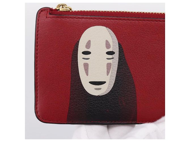 LOEWE x Studio Ghibli Spirited Away No-Face Card Case Leather Red Auth 167558M Roja - vista 17