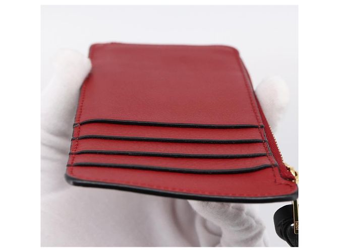 LOEWE x Studio Ghibli Spirited Away No-Face Card Case Leather Red Auth 167558M Roja - vista 19