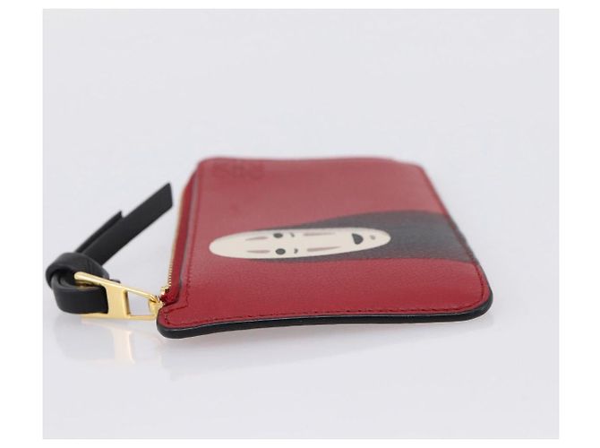 LOEWE x Studio Ghibli Spirited Away No-Face Card Case Leather Red Auth 167558M Roja - vista 3