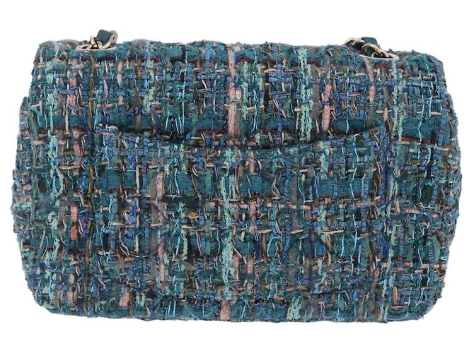 Borsa a tracolla CHANEL Mini Matelasse 20 in tweed Verde e Oro CC Auth 200062SM D'oro - vista 2