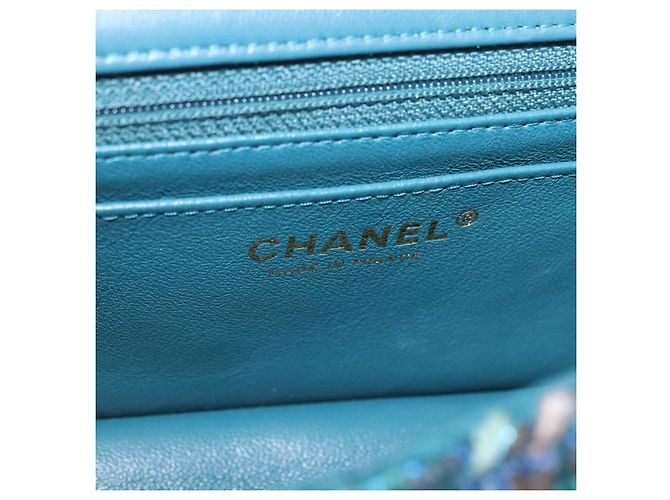 Borsa a tracolla CHANEL Mini Matelasse 20 in tweed Verde e Oro CC Auth 200062SM D'oro - vista 22