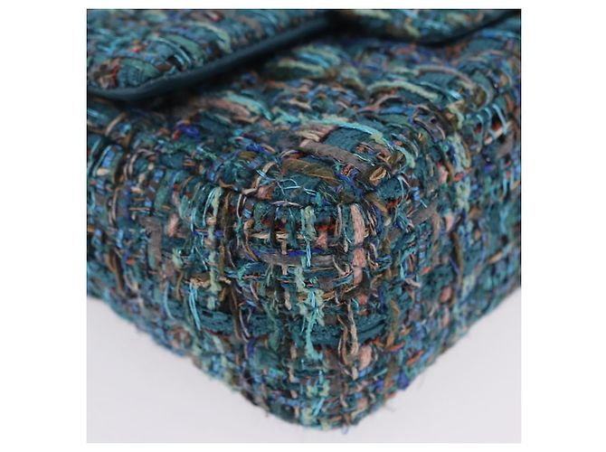Borsa a tracolla CHANEL Mini Matelasse 20 in tweed Verde e Oro CC Auth 200062SM D'oro - vista 8