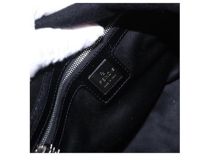 Borsa a spalla FENDI Mamma Baguette in lana nera argento Auth 201915V Nero - vista 20