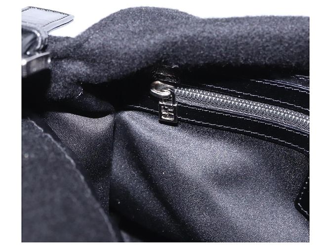 Borsa a spalla FENDI Mamma Baguette in lana nera argento Auth 201915V Nero - vista 23