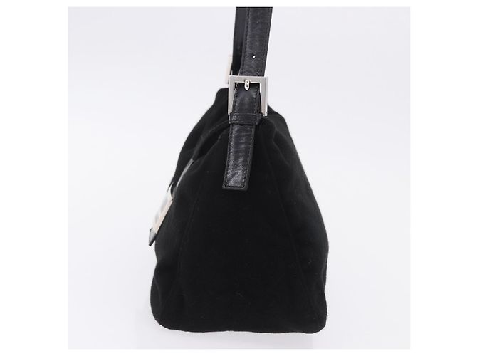 Borsa a spalla FENDI Mamma Baguette in lana nera argento Auth 201915V Nero - vista 3