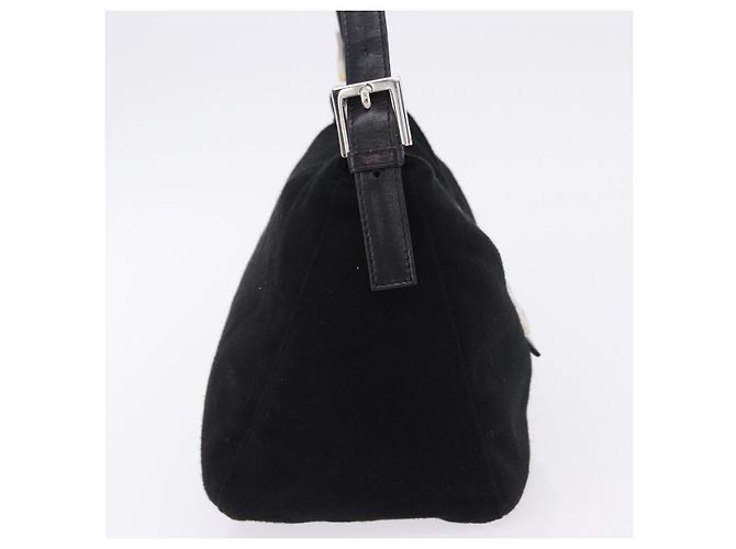 Borsa a spalla FENDI Mamma Baguette in lana nera argento Auth 201915V Nero - vista 4