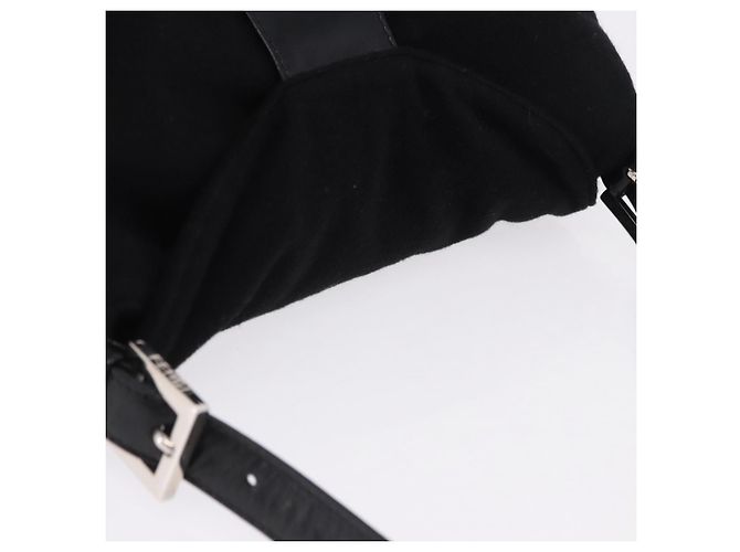 Borsa a spalla FENDI Mamma Baguette in lana nera argento Auth 201915V Nero - vista 6