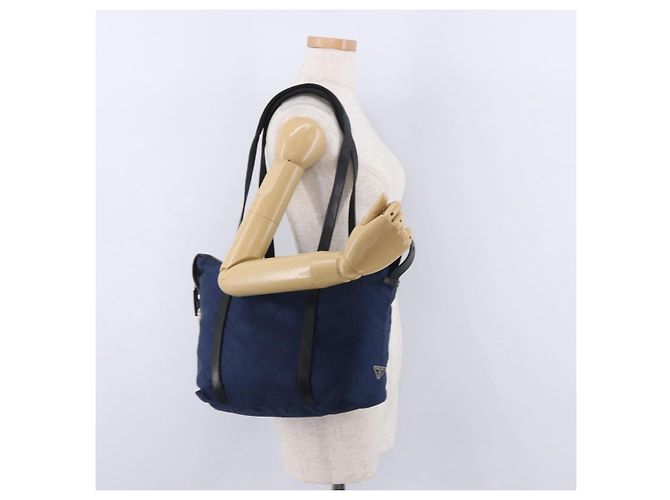 PRADA Tote Bag Nylon Navy Silver Auth bs34796 Silber Marineblau - Ansicht 23