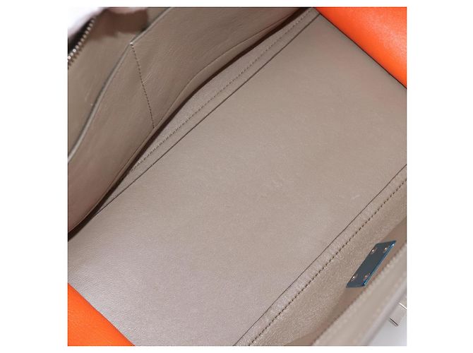Céline Borsa a mano CELINE Trapeze in pelle 2way Arancione Argento Auth 202307V - vista 10
