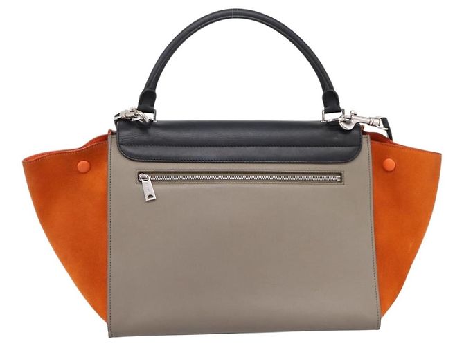 Céline Borsa a mano CELINE Trapeze in pelle 2way Arancione Argento Auth 202307V - vista 2