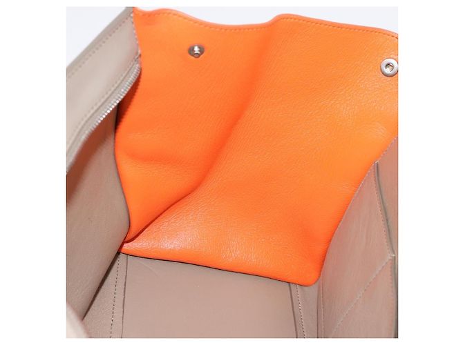 Céline Borsa a mano CELINE Trapeze in pelle 2way Arancione Argento Auth 202307V - vista 23