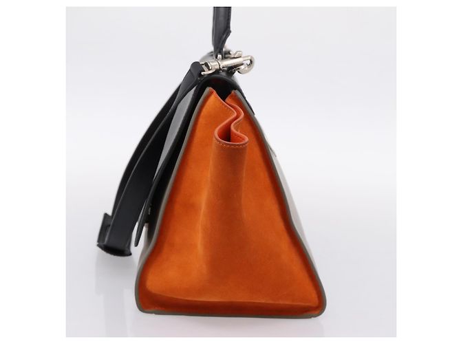 Céline Borsa a mano CELINE Trapeze in pelle 2way Arancione Argento Auth 202307V - vista 4