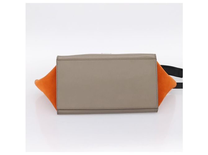 Céline Borsa a mano CELINE Trapeze in pelle 2way Arancione Argento Auth 202307V - vista 5