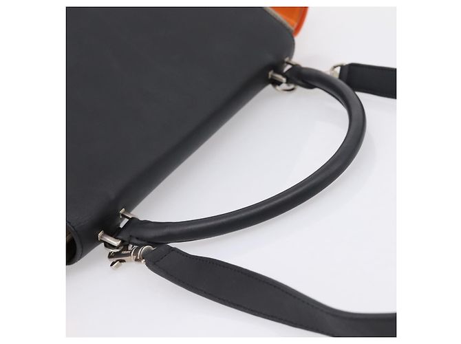 Céline Borsa a mano CELINE Trapeze in pelle 2way Arancione Argento Auth 202307V - vista 7