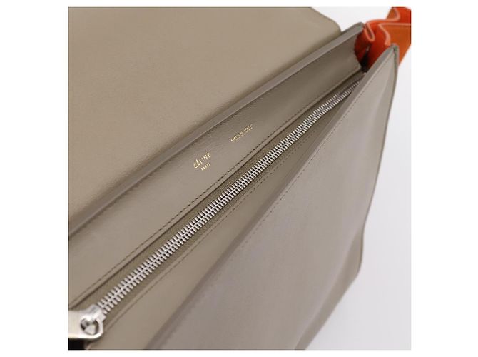 Céline Borsa a mano CELINE Trapeze in pelle 2way Arancione Argento Auth 202307V - vista 9