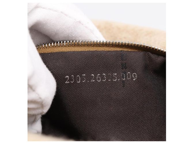 Borsa a tracolla FENDI Mamma Baguette in lana beige argento Auth 200802V - vista 12