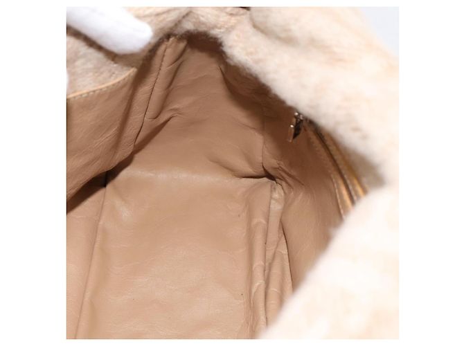Borsa a tracolla FENDI Mamma Baguette in lana beige argento Auth 200802V - vista 21