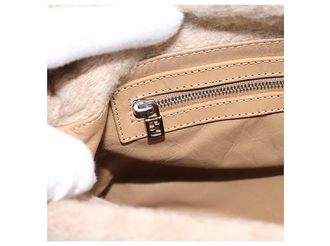 Borsa a tracolla FENDI Mamma Baguette in lana beige argento Auth 200802V - vista 22