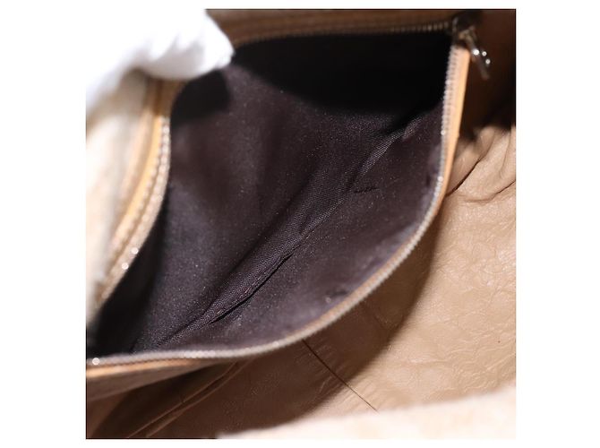 Borsa a tracolla FENDI Mamma Baguette in lana beige argento Auth 200802V - vista 23