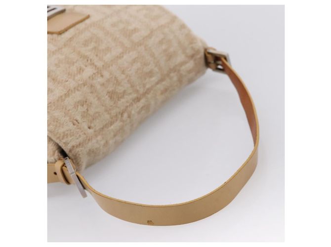 Borsa a tracolla FENDI Mamma Baguette in lana beige argento Auth 200802V - vista 7