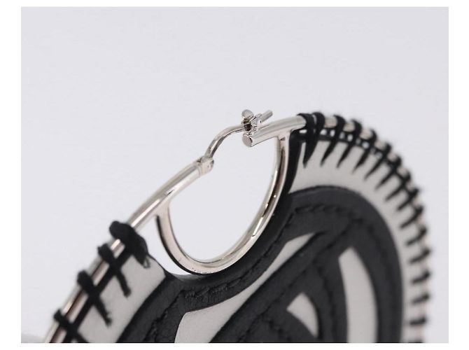 LOEWE Pierce Leather White Silver Auth 202312M Plata Blanco - vista 8