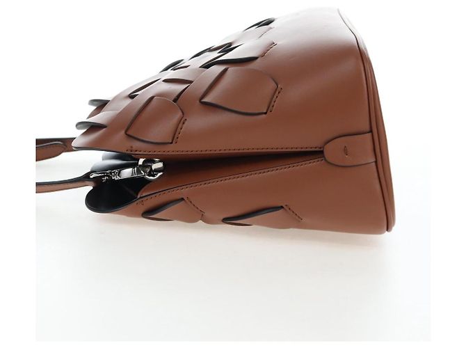 Borsa a tracolla PRADA Vitello Intrecciato in pelle marrone argento autentica 198942M - vista 3