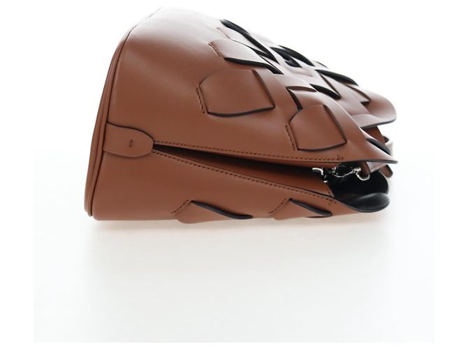 Borsa a tracolla PRADA Vitello Intrecciato in pelle marrone argento autentica 198942M - vista 4