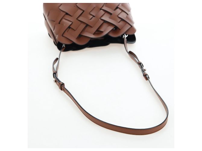 Borsa a tracolla PRADA Vitello Intrecciato in pelle marrone argento autentica 198942M - vista 7