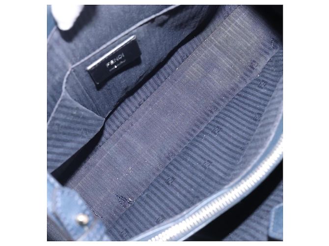 FENDI 2 JOURS Handtasche Leder 2way Navy Silver Auth fm5429A Silber Marineblau - Ansicht 11