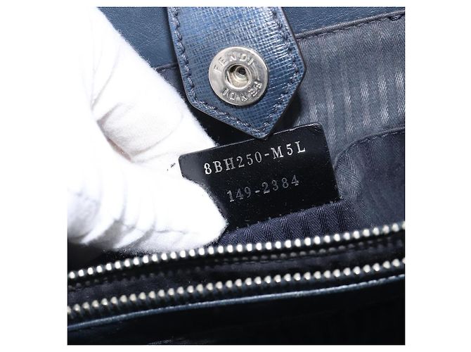FENDI 2 JOURS Handtasche Leder 2way Navy Silver Auth fm5429A Silber Marineblau - Ansicht 12