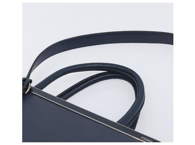 FENDI 2 JOURS Handtasche Leder 2way Navy Silver Auth fm5429A Silber Marineblau - Ansicht 14