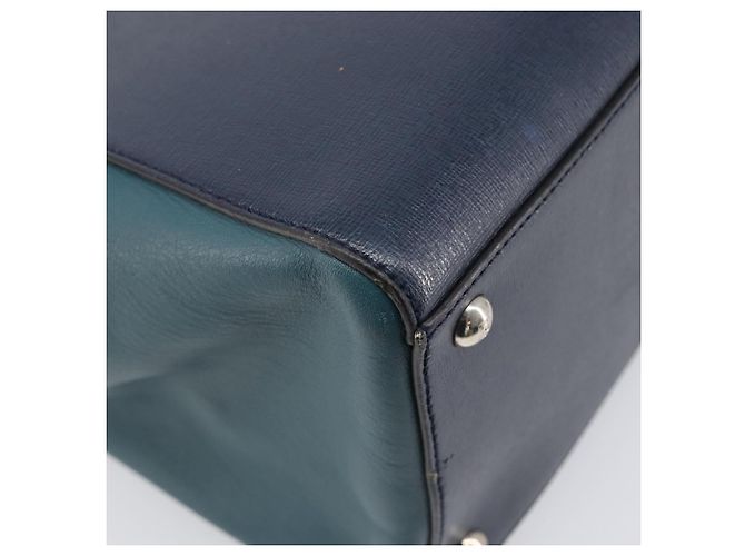 FENDI 2 JOURS Handtasche Leder 2way Navy Silver Auth fm5429A Silber Marineblau - Ansicht 18